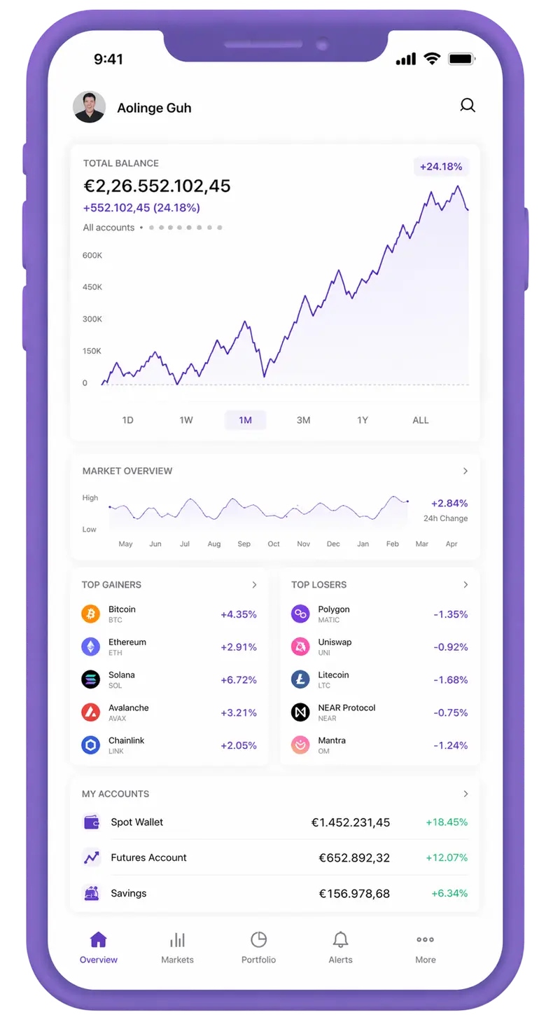 Yüksel Axivon mobile app showing portfolio overview